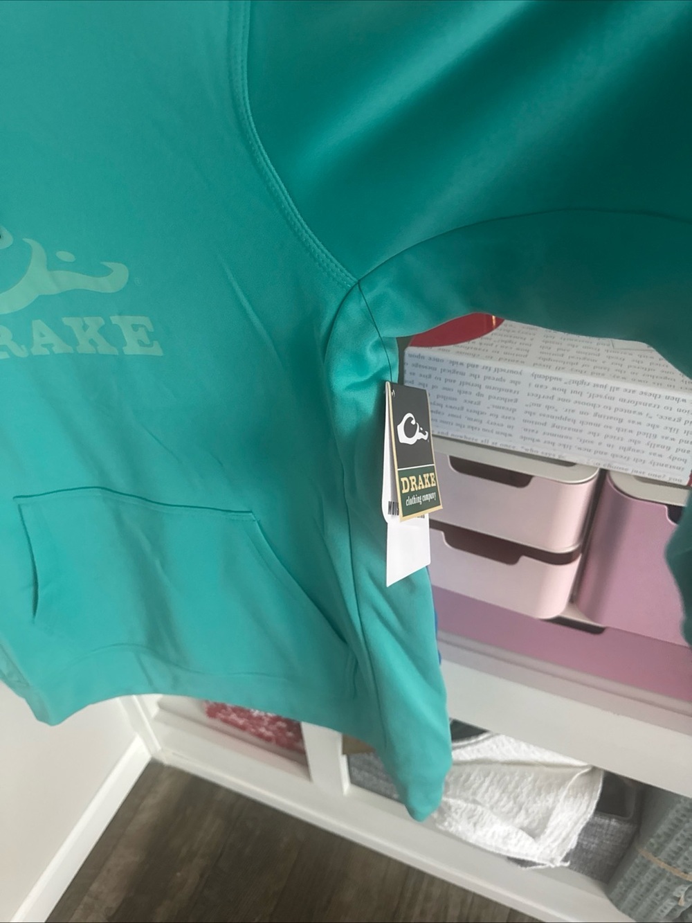 Drake Teal Pullover Hoodie with Front Pocket